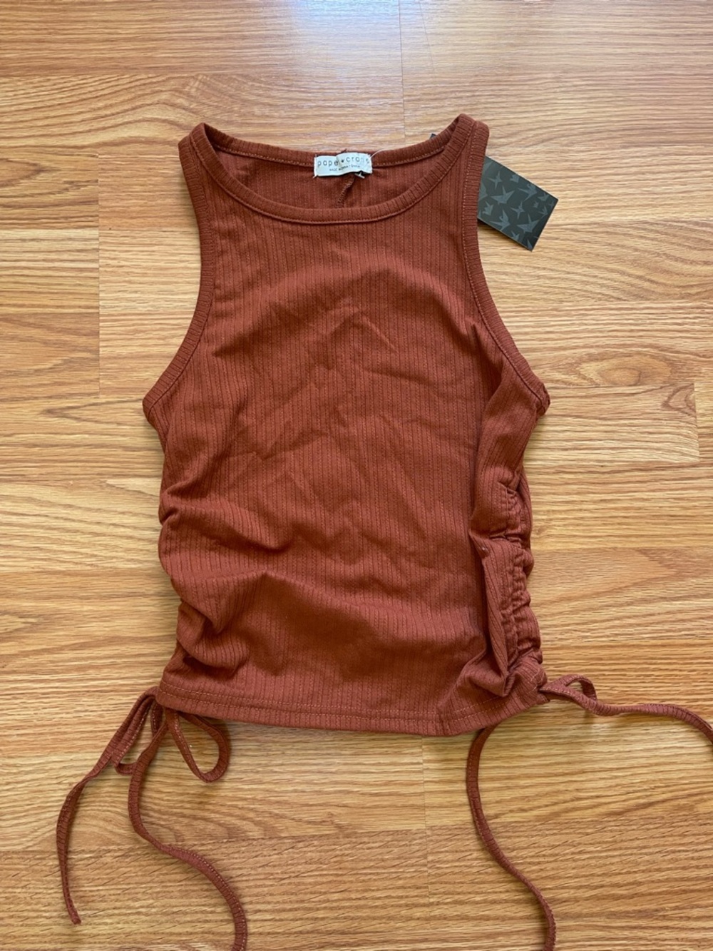 NWT Paper Crane Ribbed Side-Tie Tank Top